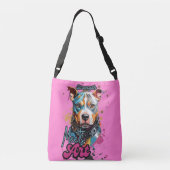 明るいスプラッシュで灰色の犬の芸術 クロスボディバッグ (裏面)