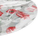 明るいスプラッシュレッドポピーの水色 カッティングボード (角)