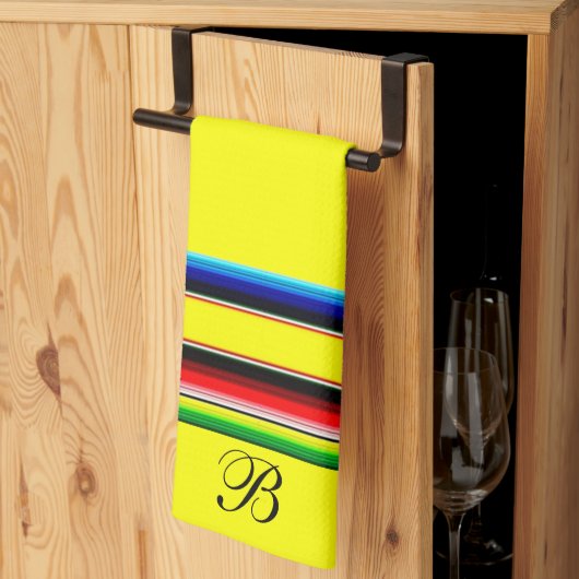 明るいセラペストライプメンズモノグラムのキッチンタオル キッチンタオル (三つ折り)