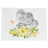 明るいゾウの赤ちゃんシャワー抱き枕 ラージペーパーバッグ (裏面)