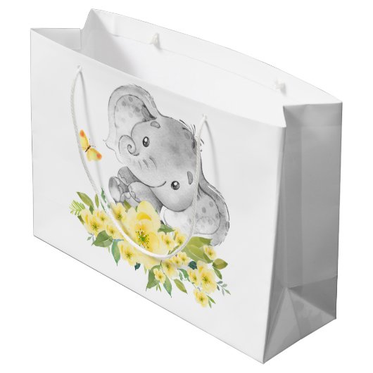 明るいゾウの赤ちゃんシャワー抱き枕 ラージペーパーバッグ (裏面アングル)