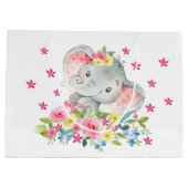 明るいゾウの赤ちゃんシャワー抱き枕 ラージペーパーバッグ (裏面)