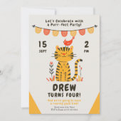 明るいタイガーキャット誕生祝い 招待状 (正面)