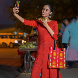 明るいタイルアート トートバッグ