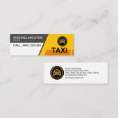 明るいタクシー台形シェイプ黄色い輸送 スキニー名刺 (正面/裏面)