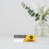 明るいタクシー台形シェイプ黄色い輸送 スキニー名刺 (スタンド正面)