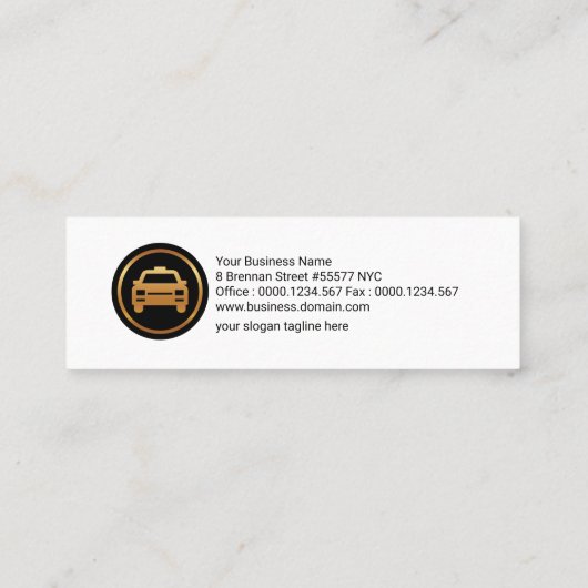 明るいタクシー台形シェイプ黄色い輸送 スキニー名刺 (裏面)