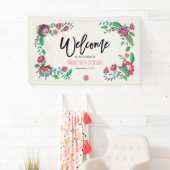 明るいターコイズとオレンジ色の明るいフォークの花 横断幕 (インサイチュ)