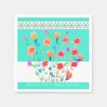 明るいターコイズとカラフルフローラ