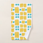 明るいターコイズと黄絵を描色の形状 バスタオルセット (ハンドタオル)