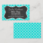 明るいターコイズクローバー；黒板ルック 名刺 (正面/裏面)