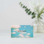 明るいターコイズブルーの空と雲 名刺 (スタンド正面)