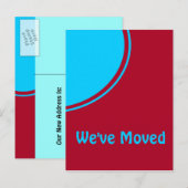 明るいターコイズモダンの赤い動く発表 案内ポストカード (正面/裏面)