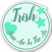 明るいターコイズ星(ハート形状) シール (正面)