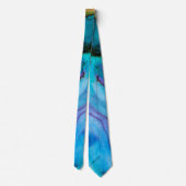 明るいターコイズ水彩洗浄 ネクタイ (裏面)