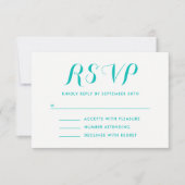 明るいターコイズ絵を描グラデーション 出欠カード (正面)