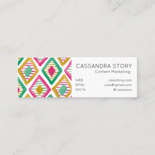 明るいダイヤモンドの水の色のパターモダンン スキニー名刺 (裏面)