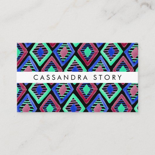 明るいダイヤモンド水の色パタモダンーンブラック 名刺 (正面)