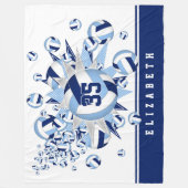 明るいダークブルーのバレーボールがスポーツルームをスター フリースブランケット (正面)