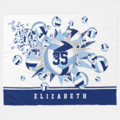 明るいダークブルーのバレーボールがスポーツルームをスター フリースブランケット (正面(横))