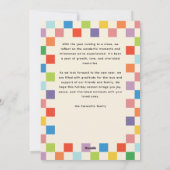 明るいチェッカラフルカーボードフォトホリデー シーズンカード (裏面)