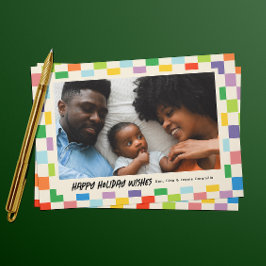 明るいチェッカラフルカーボード横向き写真 シーズンカード