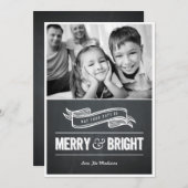 明るいチメリーャルクボードのクリスマスカード シーズンカード (正面/裏面)