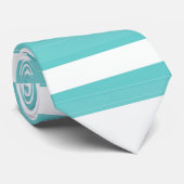 明るいティール(緑がかった色)および白のストライプ ネクタイ (ロール)