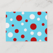 明るいティール(緑がかった色)ターコイズ赤の白い水玉模様パターン 名刺 (裏面)