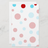 明るいティール（緑がかった色）ターコイズ赤白水玉模様パターン 便箋 (正面/裏面)