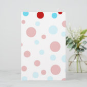 明るいティール（緑がかった色）ターコイズ赤白水玉模様パターン 便箋 (スタンド正面)