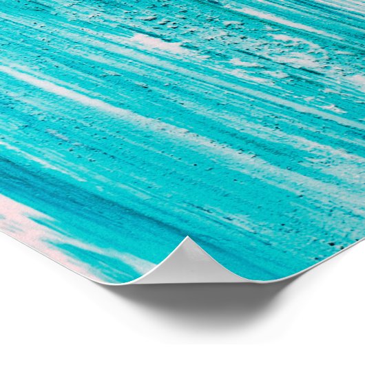 明るいティール(緑がかった色)色彩の鮮やかブラシストロークオンパステルピンク ポスター (角)