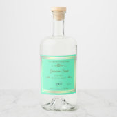 明るいティール（緑がかった色）製品ラベル(金ゴールドフレームとロゴ付き) リキュールボトルラベル (正面)