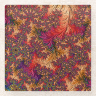 明るいトリップ（幻覚体験）のような眩しい分岐抽象芸術フラクタル ガラスコースター