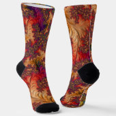 明るいトリップ（幻覚体験）のような眩しい分岐抽象芸術フラクタル ソックス (傾斜あり)