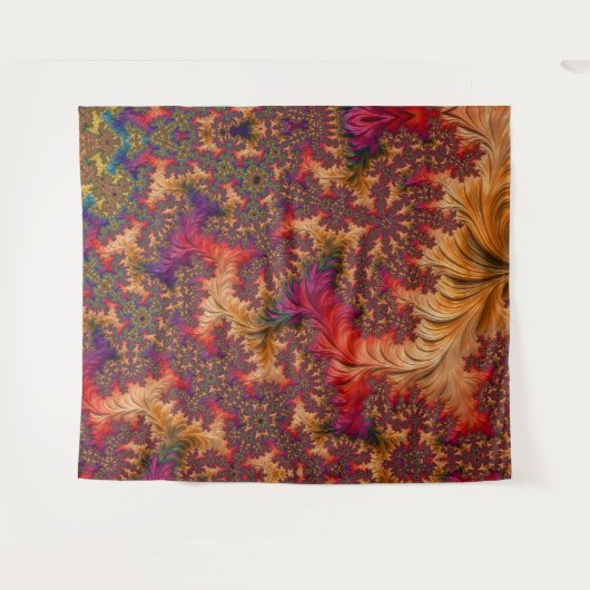 明るいトリップ（幻覚体験）のような眩しい分岐抽象芸術フラクタル タペストリー (正面(横))