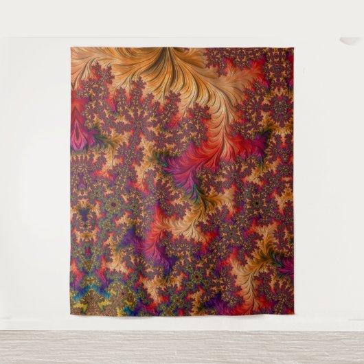 明るいトリップ（幻覚体験）のような眩しい分岐抽象芸術フラクタル タペストリー (正面)