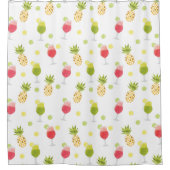 明るいトロピカルカクテル&フルーツパターン シャワーカーテン (正面)