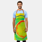 明るいトロピカルカラフルサイケデリックシトラス エプロン (着用した状態)