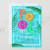明るいトロピカルプールパーティーネオンフロータズスウィート16 招待状 (正面)