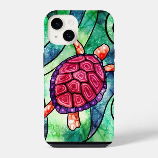 明るいトロピカル ウミガメ iPhoneケース (裏面)