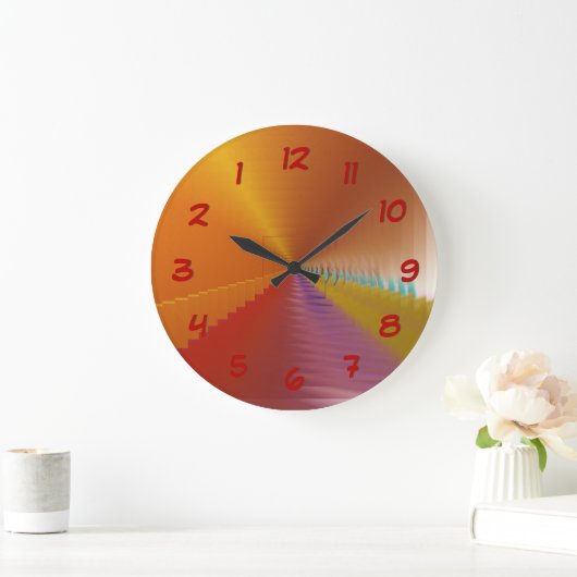 明るいトンネルの脱出の抽象芸術は後方に時間を記録します ラージ壁時計 (ホーム)