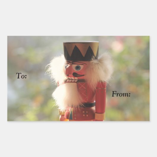 明るいナツクラッカーギフトラベル 長方形シール (正面)