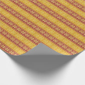 明るいニットのクリスマススノーフレークレッドイエロー ラッピングペーパー (角)