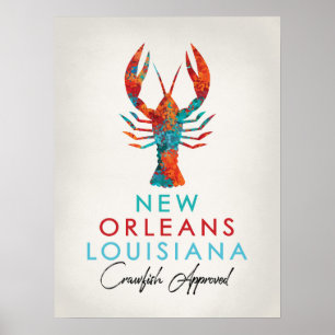 明るいニュー・オーリンズルイジアナのCrawfish ポスター