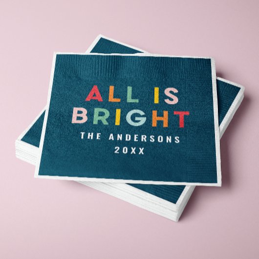 明るいネイビーブルーモダンクリスマスの家族の装飾 スタンダードカクテルナプキン