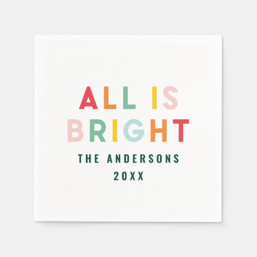 明るいネイビーブルーモダンクリスマスの家族の装飾 スタンダードカクテルナプキン (正面)