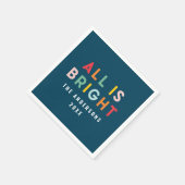 明るいネイビーブルーモダンクリスマスの家族の装飾 スタンダードカクテルナプキン (角)