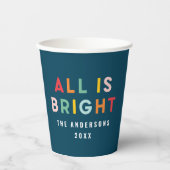 明るいネイビーブルーモダンクリスマスの家族の装飾 紙コップ (正面)