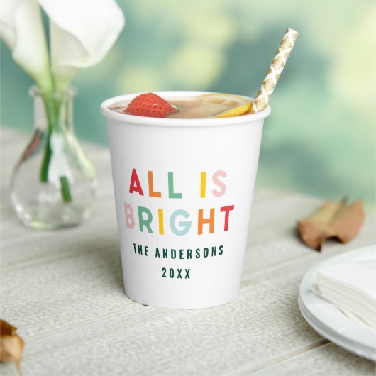 明るいネイビーブルーモダンクリスマスの家族の装飾 紙コップ (インサイチュ)